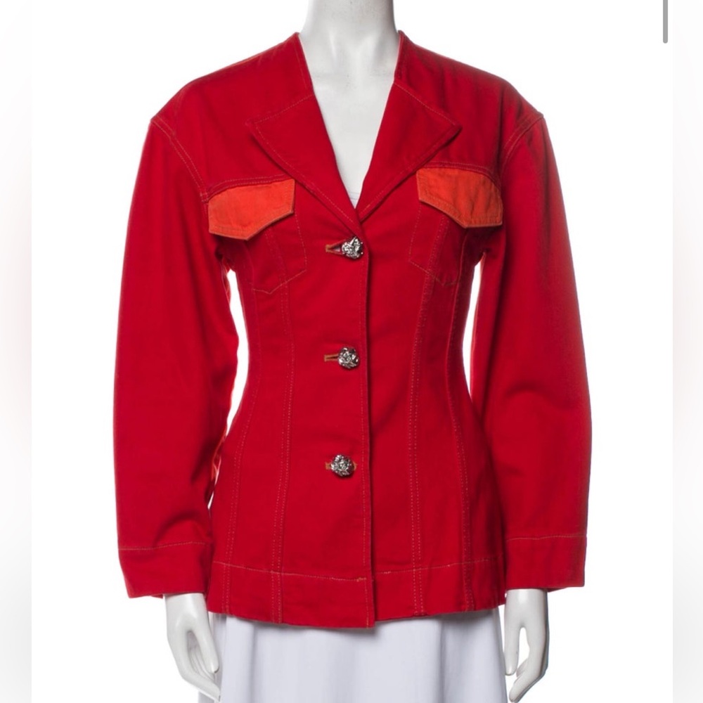 Ganni orange/red denim 2-piece set